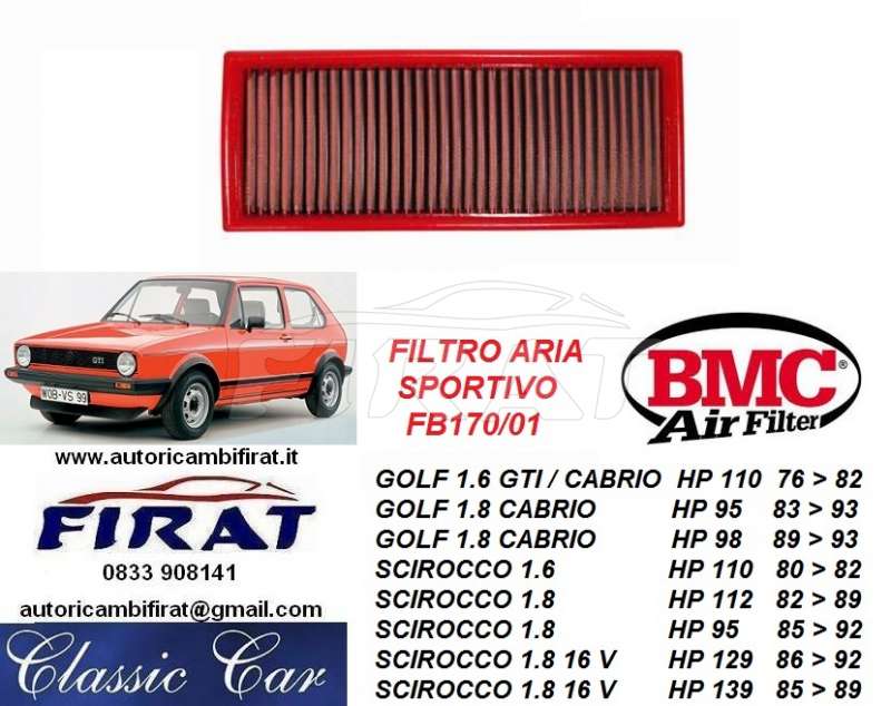 FILTRO ARIA SPORTIVO VW GOLF GTI - SCIROCCO
